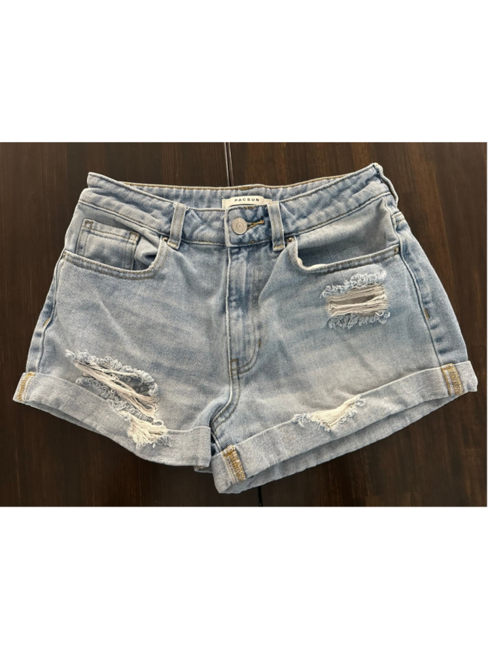 Women's PacSun Light Blue Distressed Mom Jean Shorts Size 26